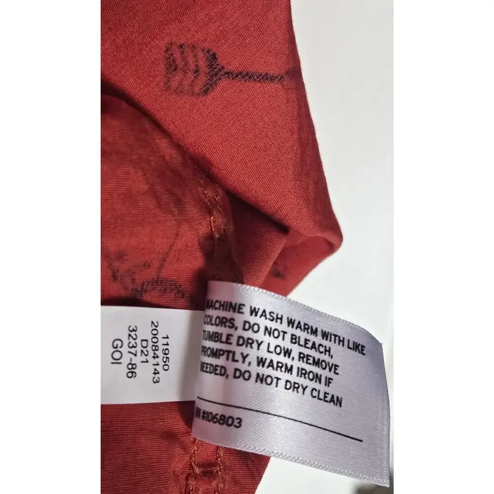 Duluth Trading Co Untucked Bbq Grilling Button Down Red Orange Shirt Large Tall - Picture 5 of 8